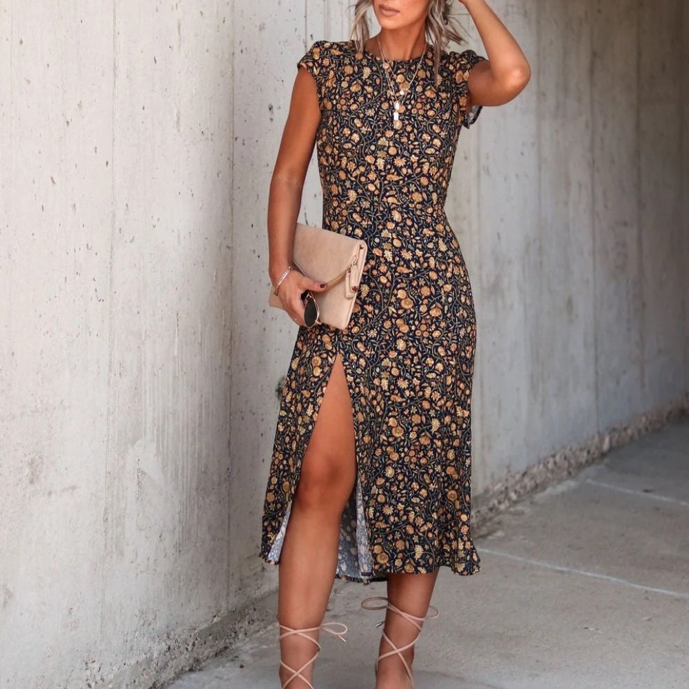 Floral Cutout Midi Dress